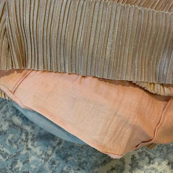 Anthropologie Maeve peach metallic accordion midiskirt S - Picture 12 of 13